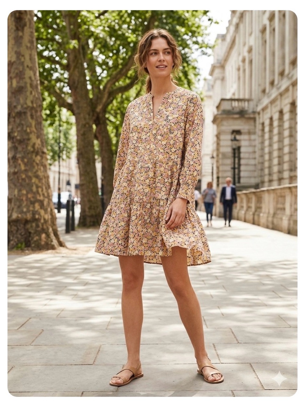 Mango Yellow Floral Mini Dress